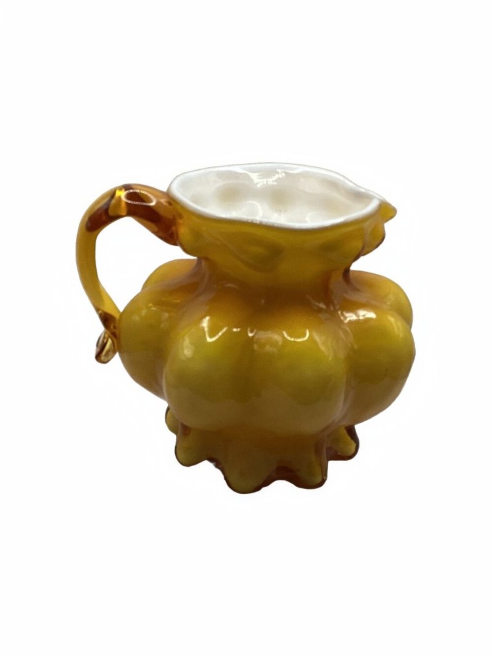 Kanawha Yellow Manganese Glows Cased Pitcher 4.5”